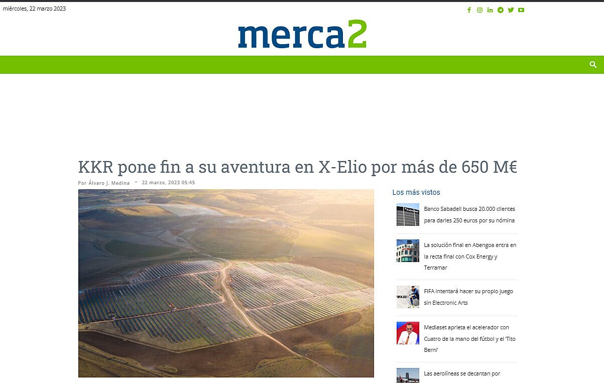KKR pone fin a su aventura en X-Elio por ms de 650 M